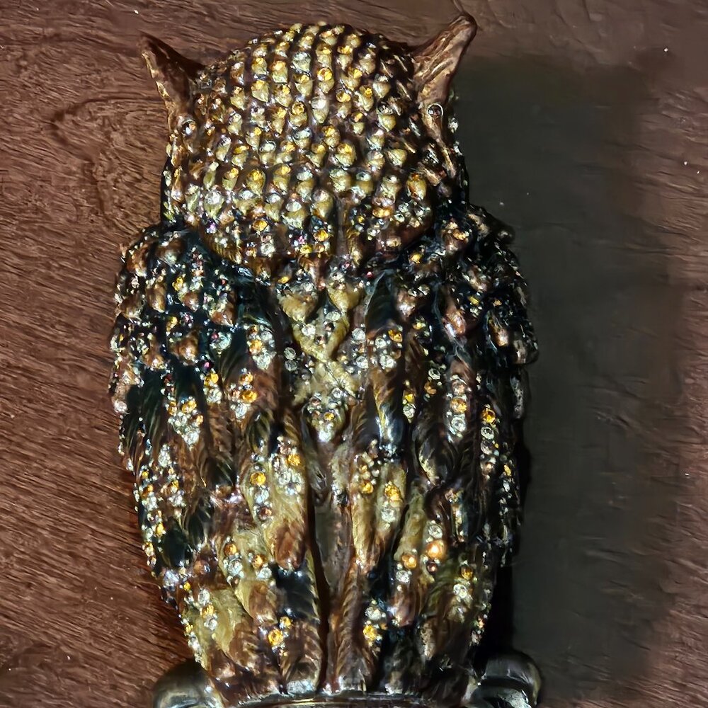 RARE LIMITED EDITION JAY STRONGWATER JUNGLE OWL CRYSTAL ENAMEL FIGURINE OBJET - Picture 11 of 13